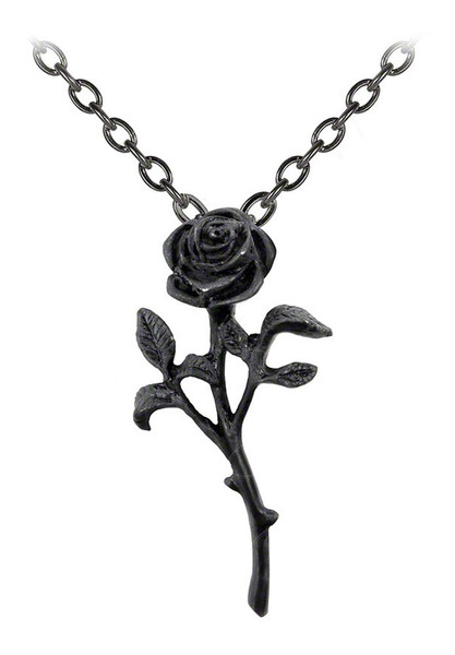 Romance Of The Black Rose Pendant Necklace