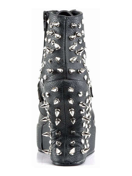 BRAVO-23 | Black Wedge Platform shoes with Spikes