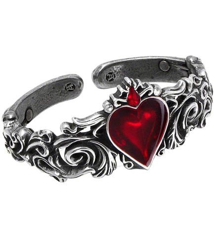 Alchemy Gothic Betrothal Enamel Heart Pewter Bracelet