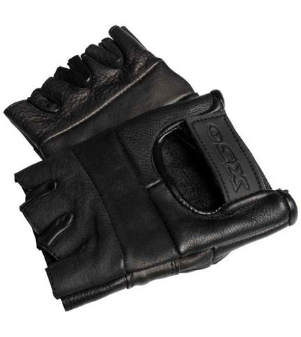 gloves fingerless leather plain