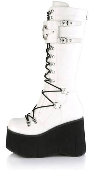 KERA-200 White Vegan Leather Platform Boots
