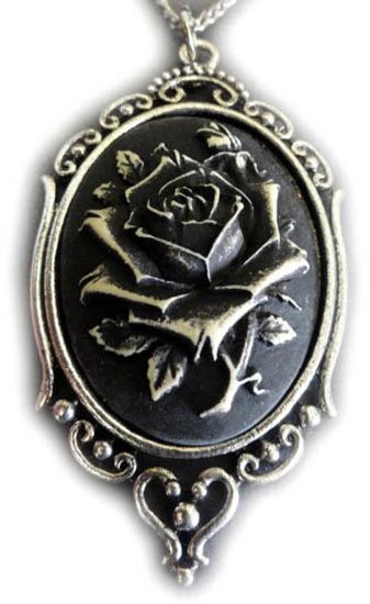Victorian Gothic Rose Cameo Pendant