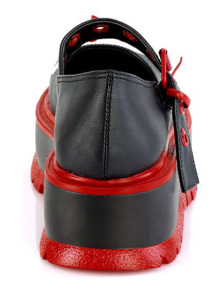 SLACKER-27 | Black and Red Skully Marryjane Platform Shoes