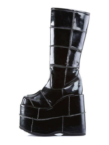 STACK-301 Black Patent Cyber Platform boots