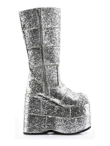 silver platform boots size 5