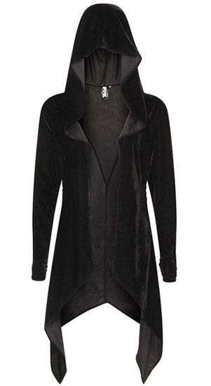 Artemis Black Velvet Gothic Drape Hoody