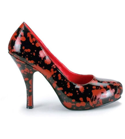 red with black heels
