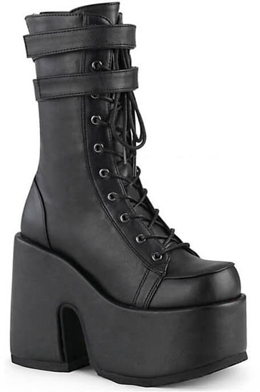CAMEL-250 Black Vegan Leather Boots