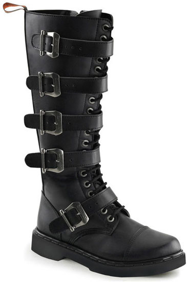 Demonia DEFIANT-420 5 buckled 20 eyelet lace-up Combat Boots