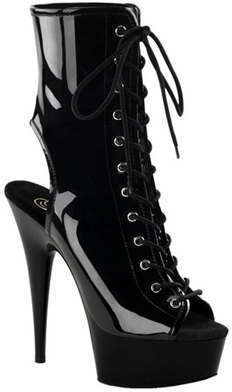 DELIGHT-1016 Black Patent Booties