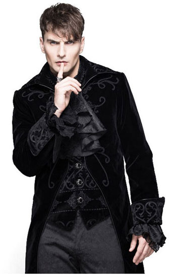 Devil's Fashion Men's Black Velvet Gothic Tailcoat