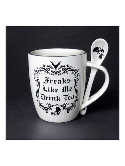 Freaks Like Me Drink Tea Cup and Spoon
