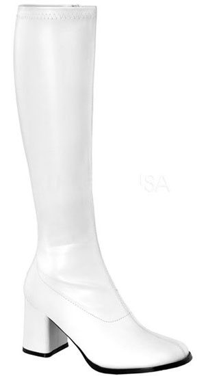 GOGO-300 White PU Gogo Boots