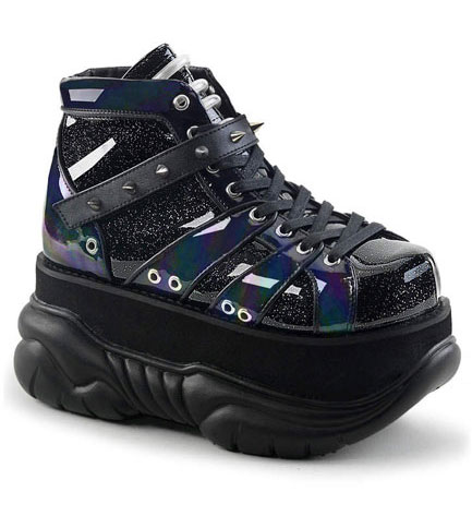 NEPTUNE-100 Black Glitter Platform Shoes