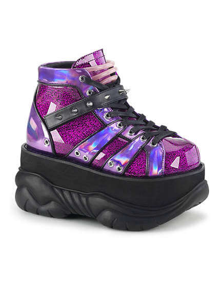 NEPTUNE-100 Purple Glitter Platform Shoes