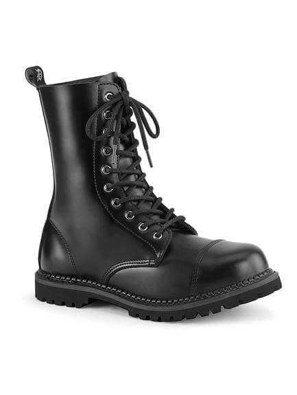 RIOT-10 Black Leather Steel Toe Boots