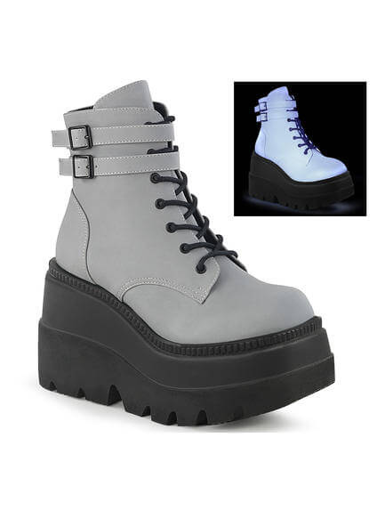 SHAKER-52 Grey Reflective Platform Boots