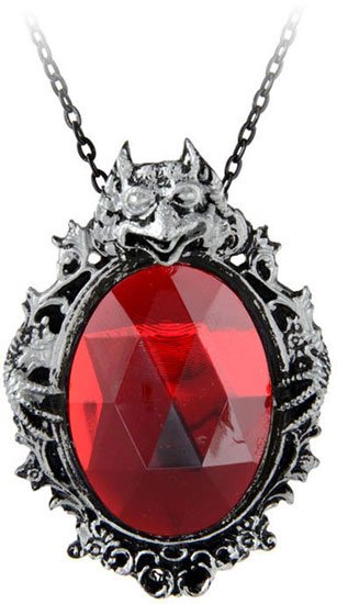 Shaw Red Stone Cameo Pendant Necklace