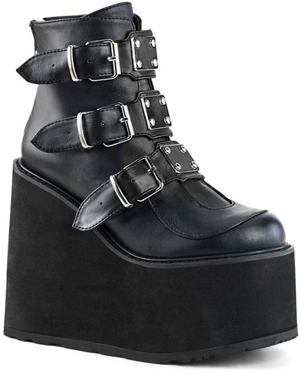 SWING-105 Black Vegan Leather Boots