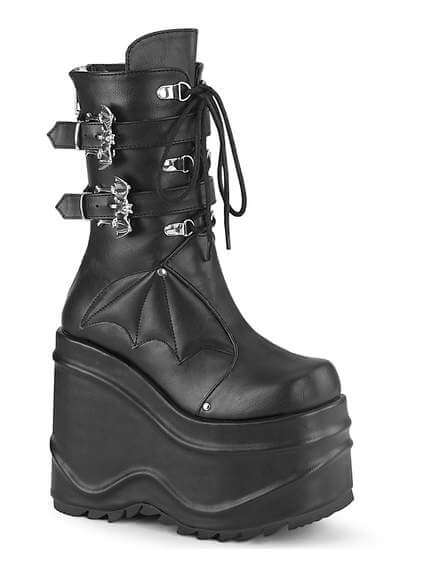 WAVE-150 Black Platform Boots