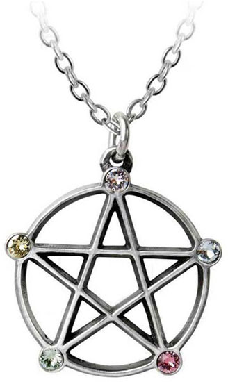 Wiccan Elemental Pentacle Pendant Necklace