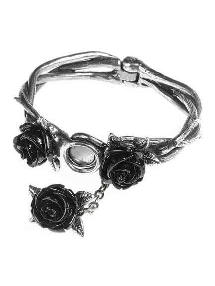 Wild Black Rose Pewter Bracelet