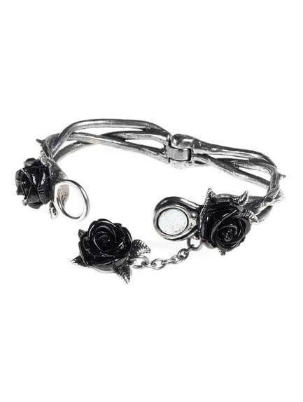 Wild Black Rose Pewter Bracelet