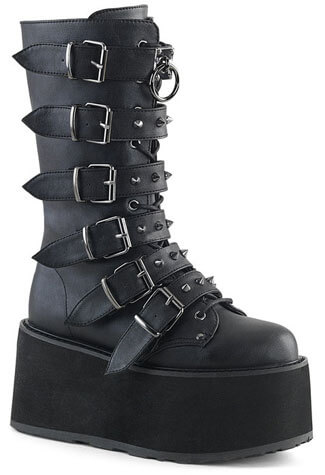 DAMNED-225 Black Vegan Leather Platform Boots