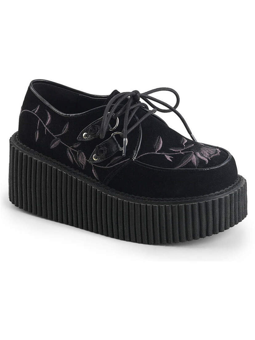 Artistic Embroidery: Platform Embroidered Creepers Sneakers Prada