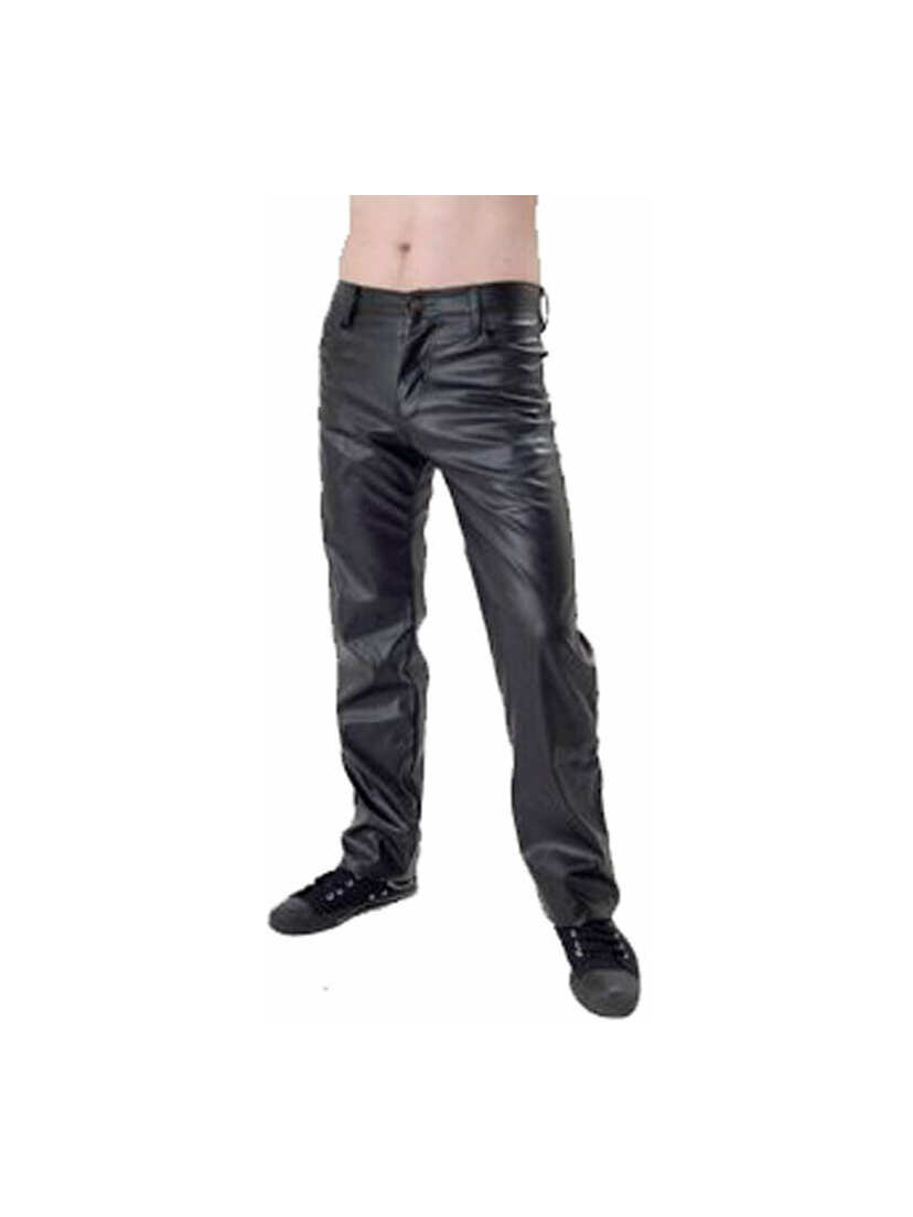 mens leather look jeans