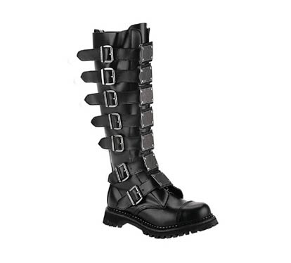 REAPER-30 Black Leather Boots - Demonia Platform Shoes and Boots at ...