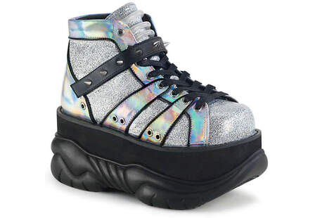 NEPTUNE-100 Silver Glitter Platform Shoes