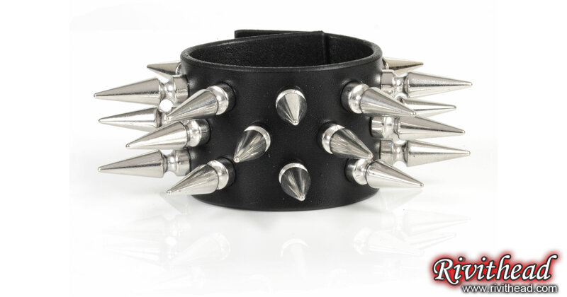 80's Metal - 3 Row Medium Spike Wristband