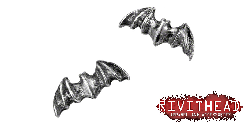 Pewter Bat Earring Studs with Surgical Steel Posts