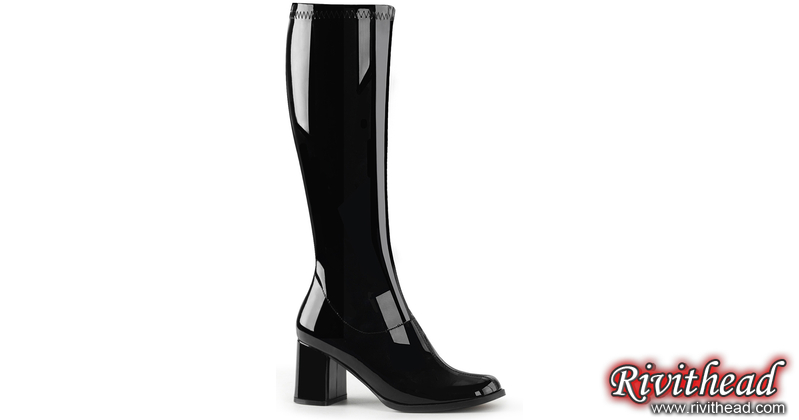 GOGO-300 Knee-High Black Patent GoGo Boots at Rivithead