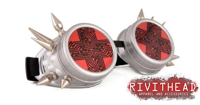 Circut Cross Goggles - Cyber Goth Grey Goggles with Spikes
