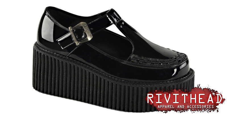 CREEPER-214 Black Patent Women's Creepers Shoes