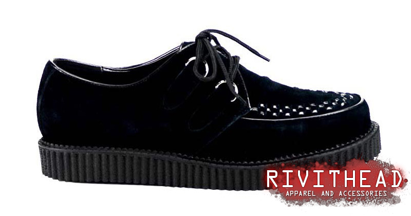 CREEPER-602S Suede Creepers by Demonia in Black