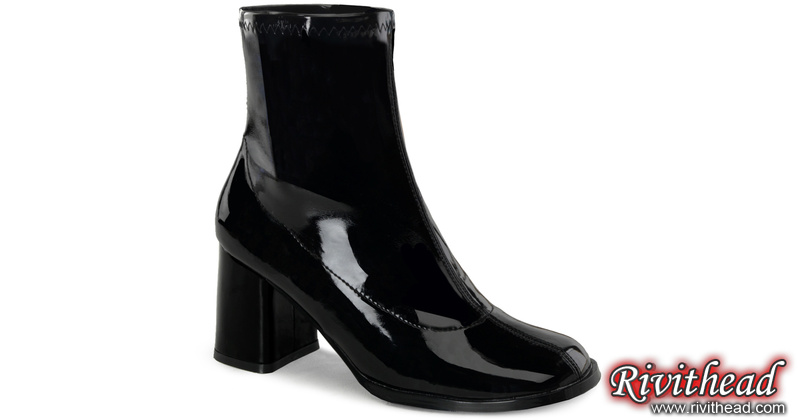 GOGO-150 | Ankle-High Black Patent Gogo Boots at Rivithead