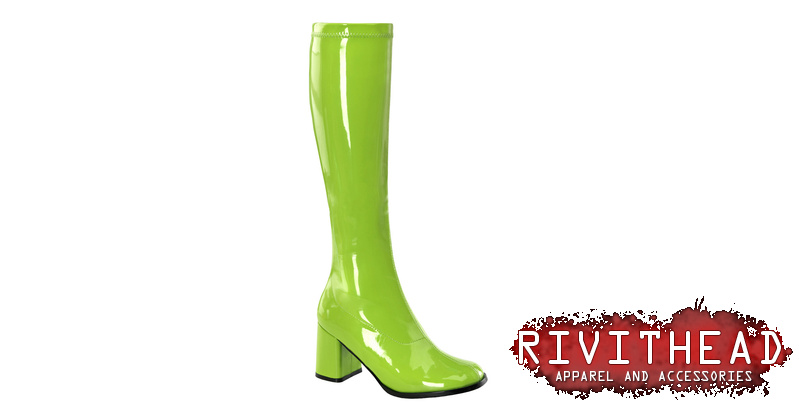 Lime Green GOGO 300 Knee High Gogo Boots at Rivithead