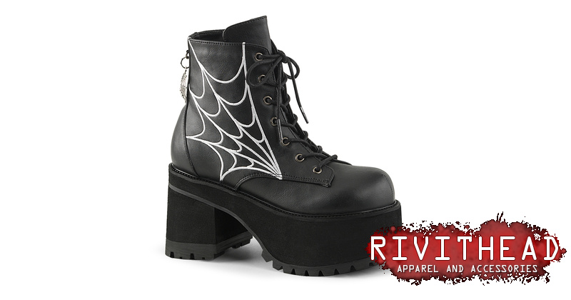 Boot-leg Dee Spider トレモロ dsp-1.0 Spiderweb SLACKER-88 Boots [Black Vegan Leather] – VampireFreaks