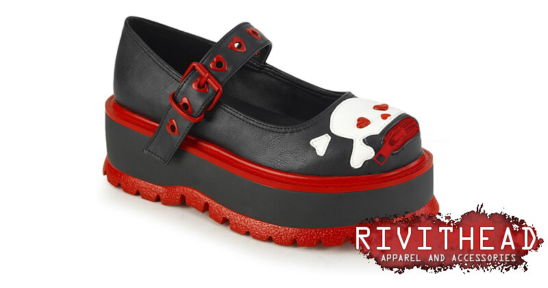 Slacker-27 Black Skull Maryjane Platform