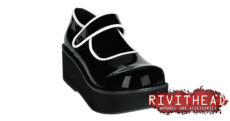 SPRITE-01 Black White Maryjanes 1/4 Inch Platform Shoes
