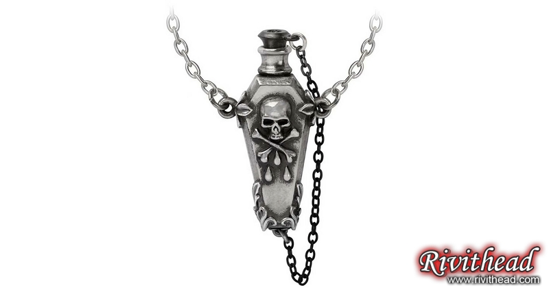The Undertaker Pendant - Pewter Poison Bottle Necklace