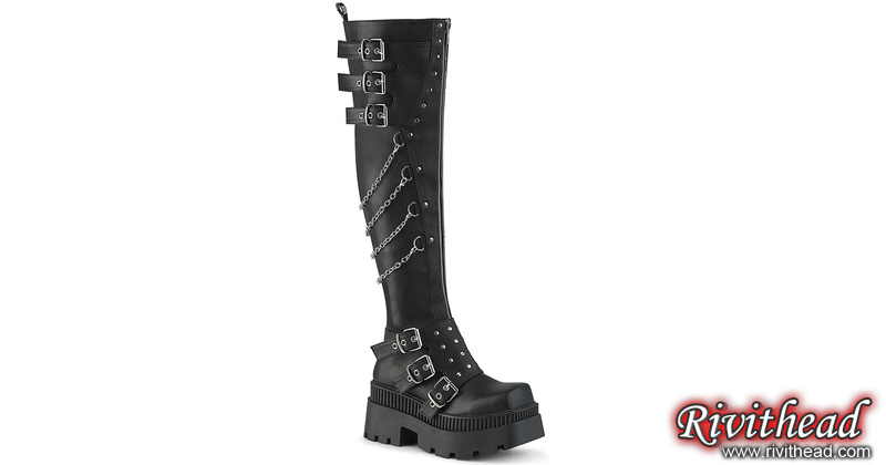 SWING-105 Black Shiny Synthetic Leather Women's Gothic Ankle