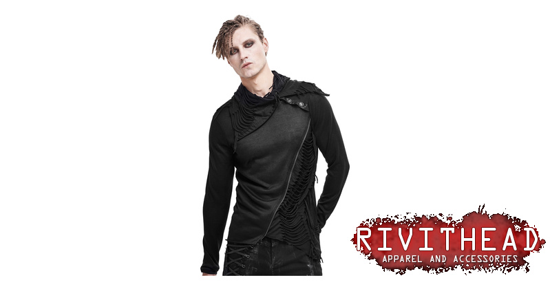Xander Men's Gothic Long Sleeve Shirt with Zipper Detail