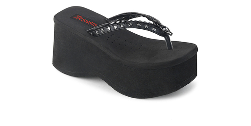 FUNN-33 Black Platform Thong Sandals | Skull Zip - Rivithead