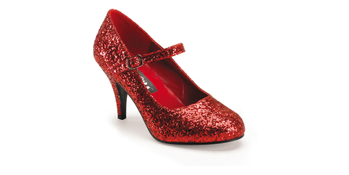 GLINDA-50G Red Glittered Mary Jane Heels - 3 Inch