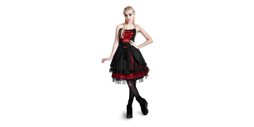 Lydia Black and Red Gothic Dress with Corset Back