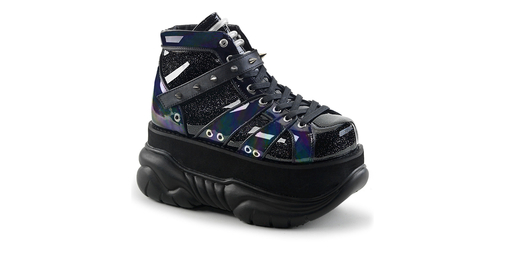 NEPTUNE-100 Black Glitter Platform Shoes 3 Inch Sole